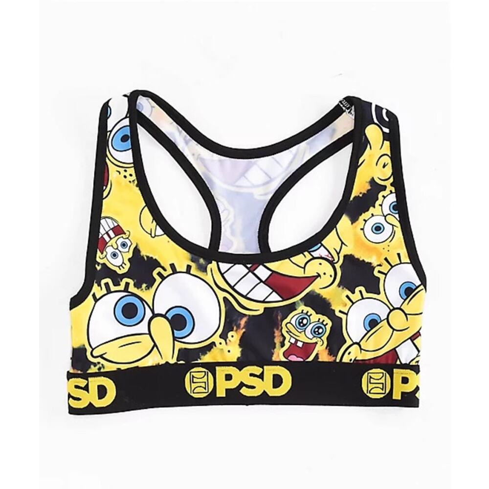 [PSD] Spongebob Squarepants Tie Dye Crazy Racerback Sports Bra NWT Size Large L